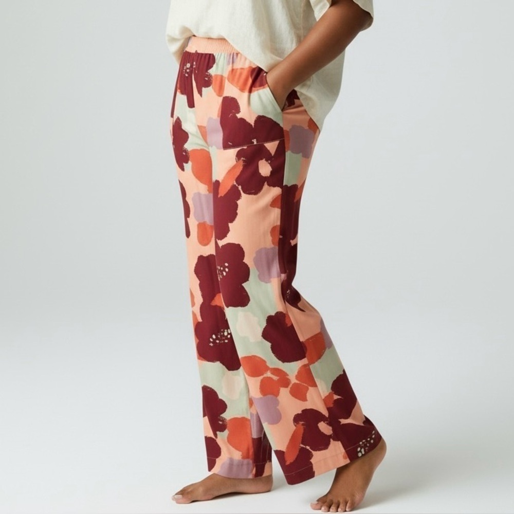 ModernSoul Printed Woven Lounge Pant Pockets Wine peach Multi Women’s XL Comfy